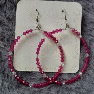 Sterling Silver & Austrian Crystal Handcrafted Hoop Earrings